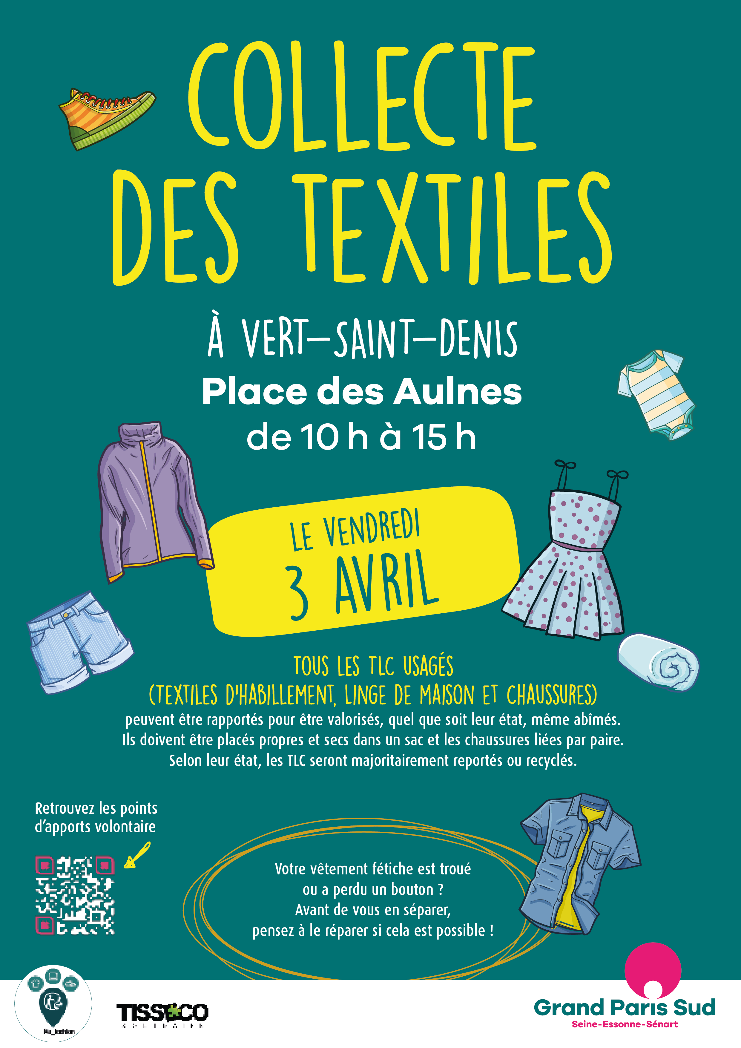 Affiche collecte de textiles 3 avril