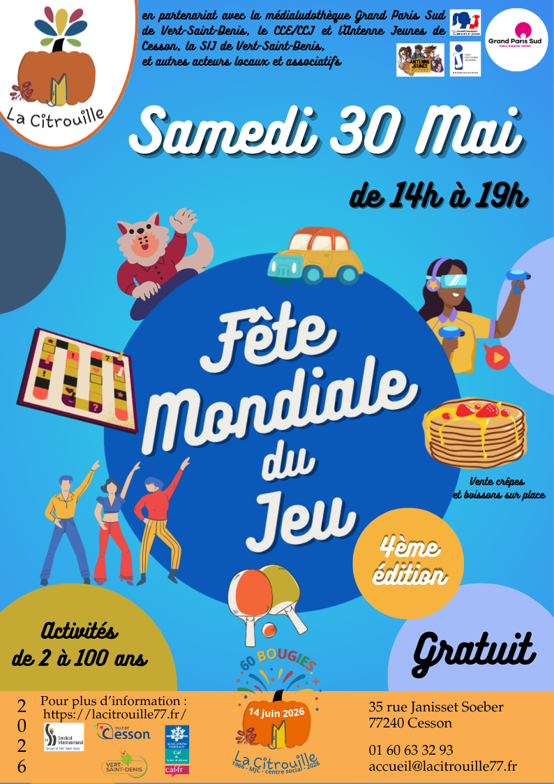 Affiche Fête Mondiale du Jeu La Citrouille
