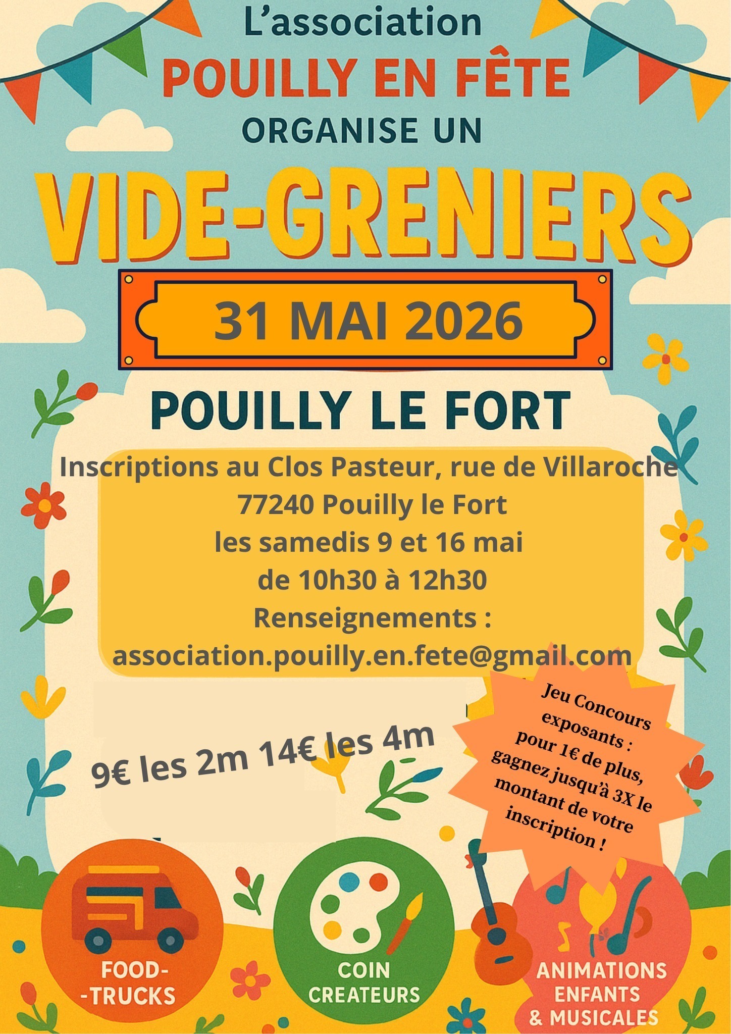 Affiche vide-greniers Pouilly en Fête