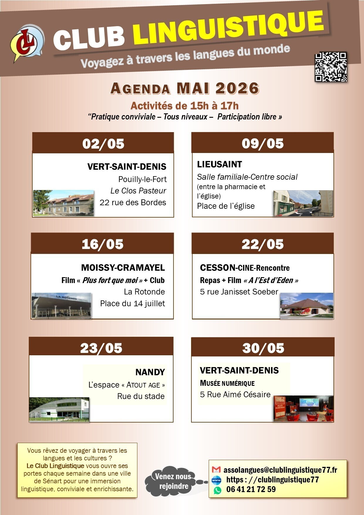 Agenda Club Linguistique mai 2026