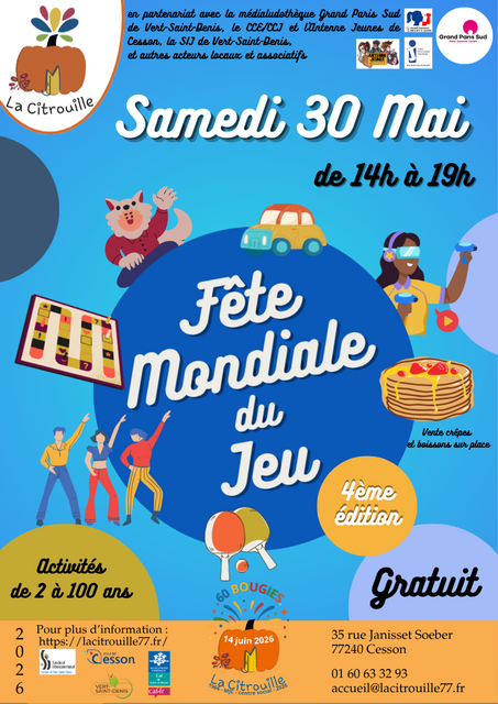 Affiche Fête Mondiale du Jeu La Citrouille
