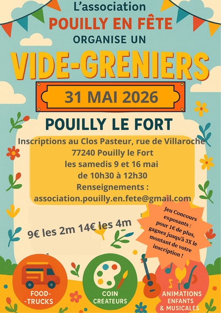 Affiche vide-greniers Pouilly en Fête